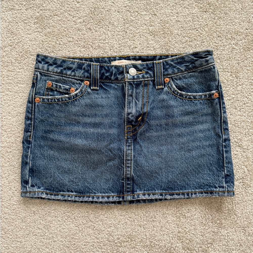 Levi's Blue and Yellow Casual Mini Skirt